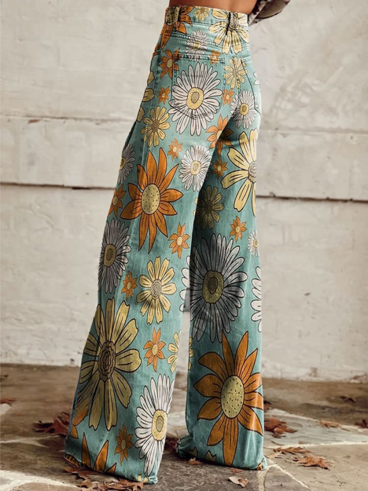 CIRILLA | Calças Palazzo Estampadas com Motivo Floral Vintage