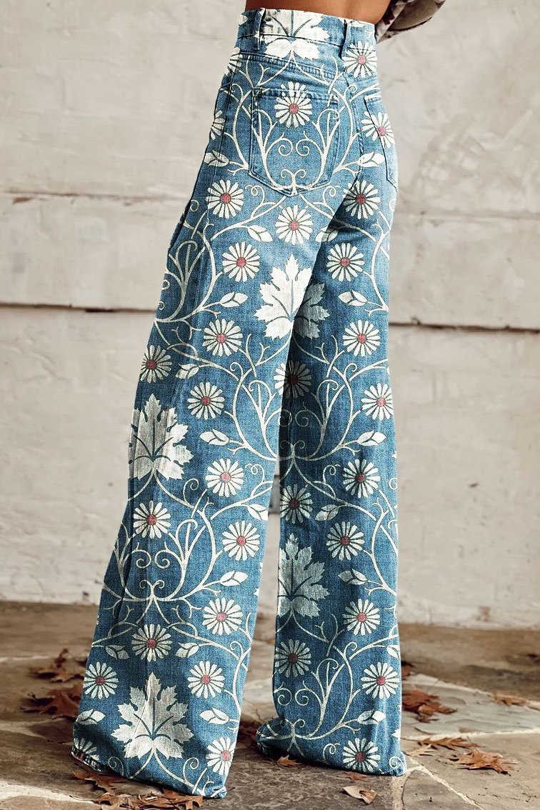 Margherita | Calças Boho Elegantes com Estampa Floral