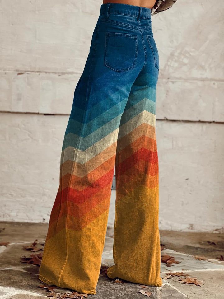 LÉA | Calças Retro de Zigzag Elegantes e Modernas